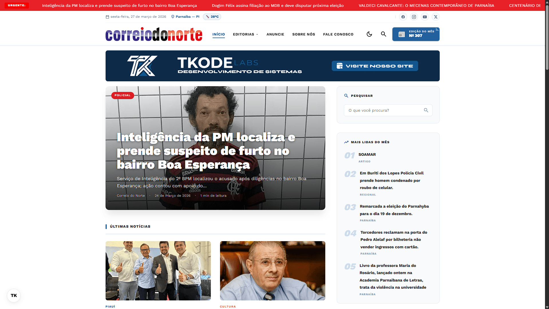 Capa do portfólio — Correio do Norte